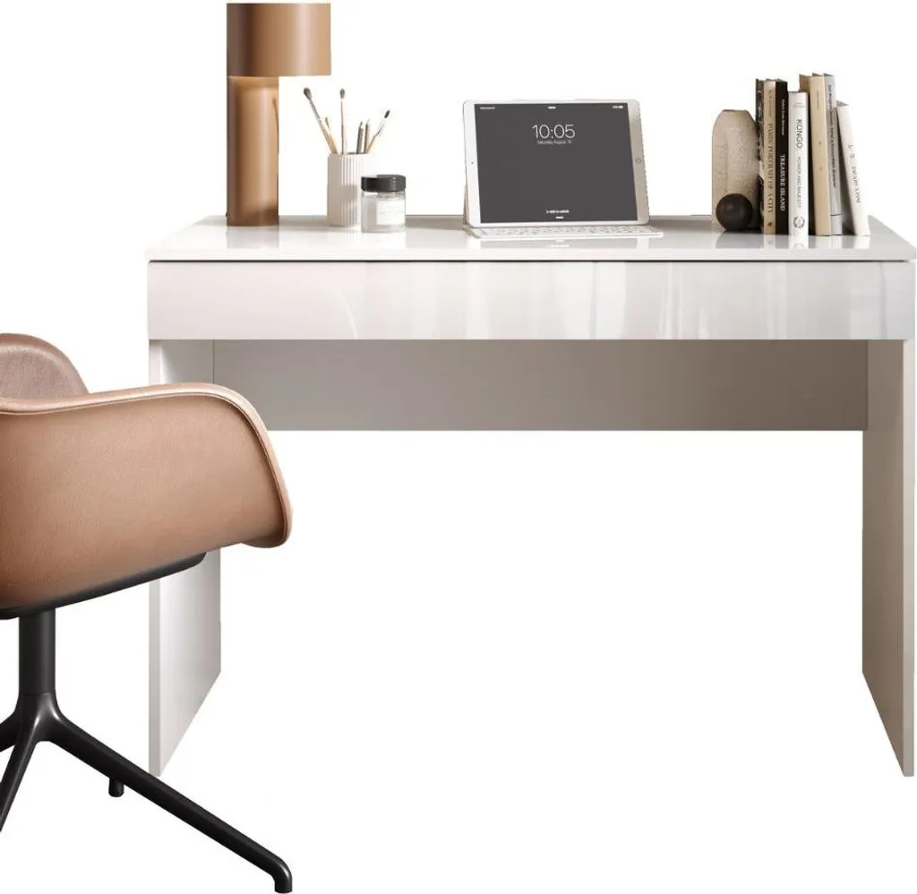 Bureau de télétravail blanc SMILE 110 cm idéal pour petits espaces