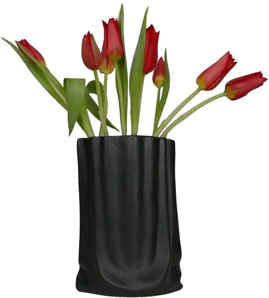 Grand vase en céramique noire mate artisanale au style intemporel