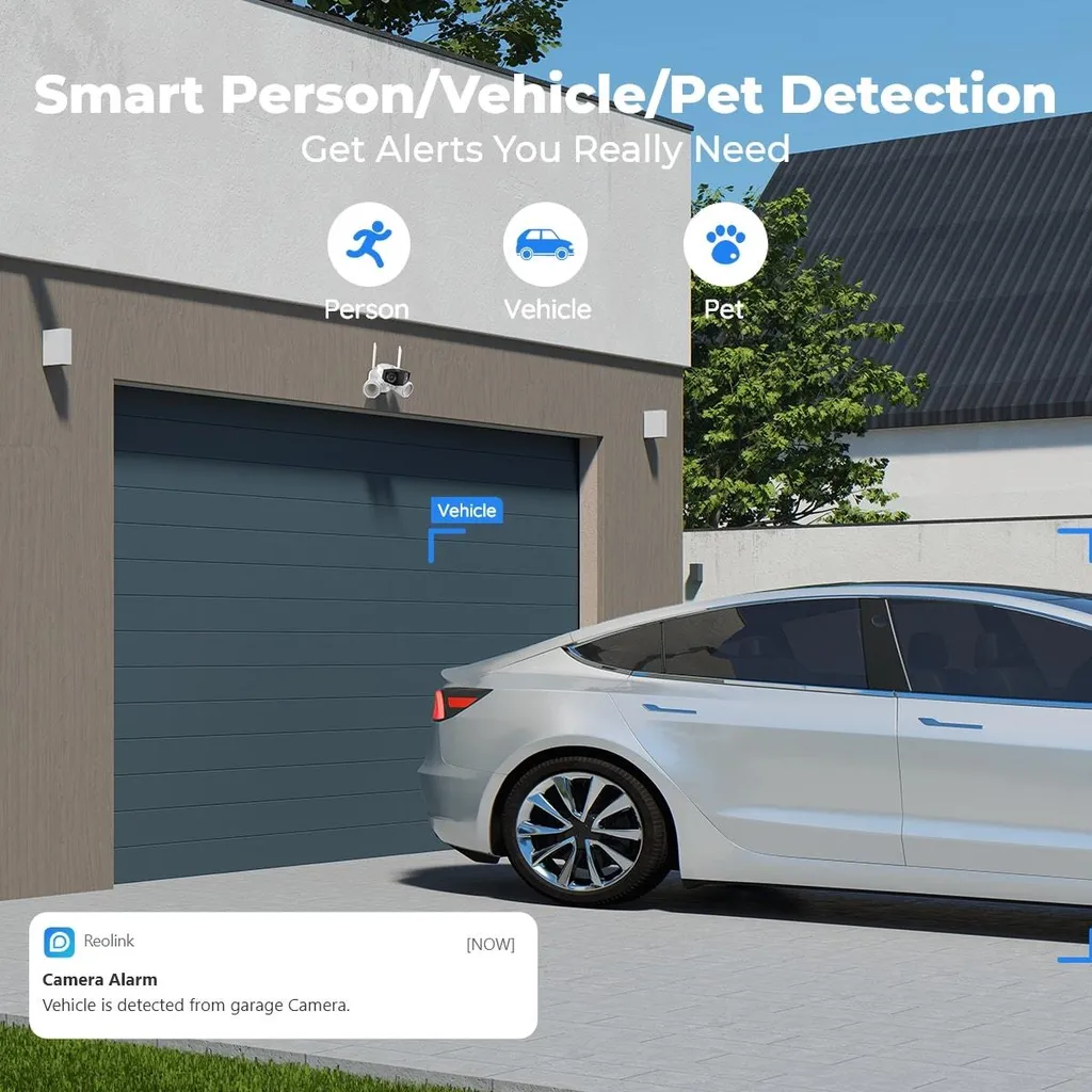 Caméra WLAN 4K 8MP Détection Intelligente et Projecteur Double Objectif