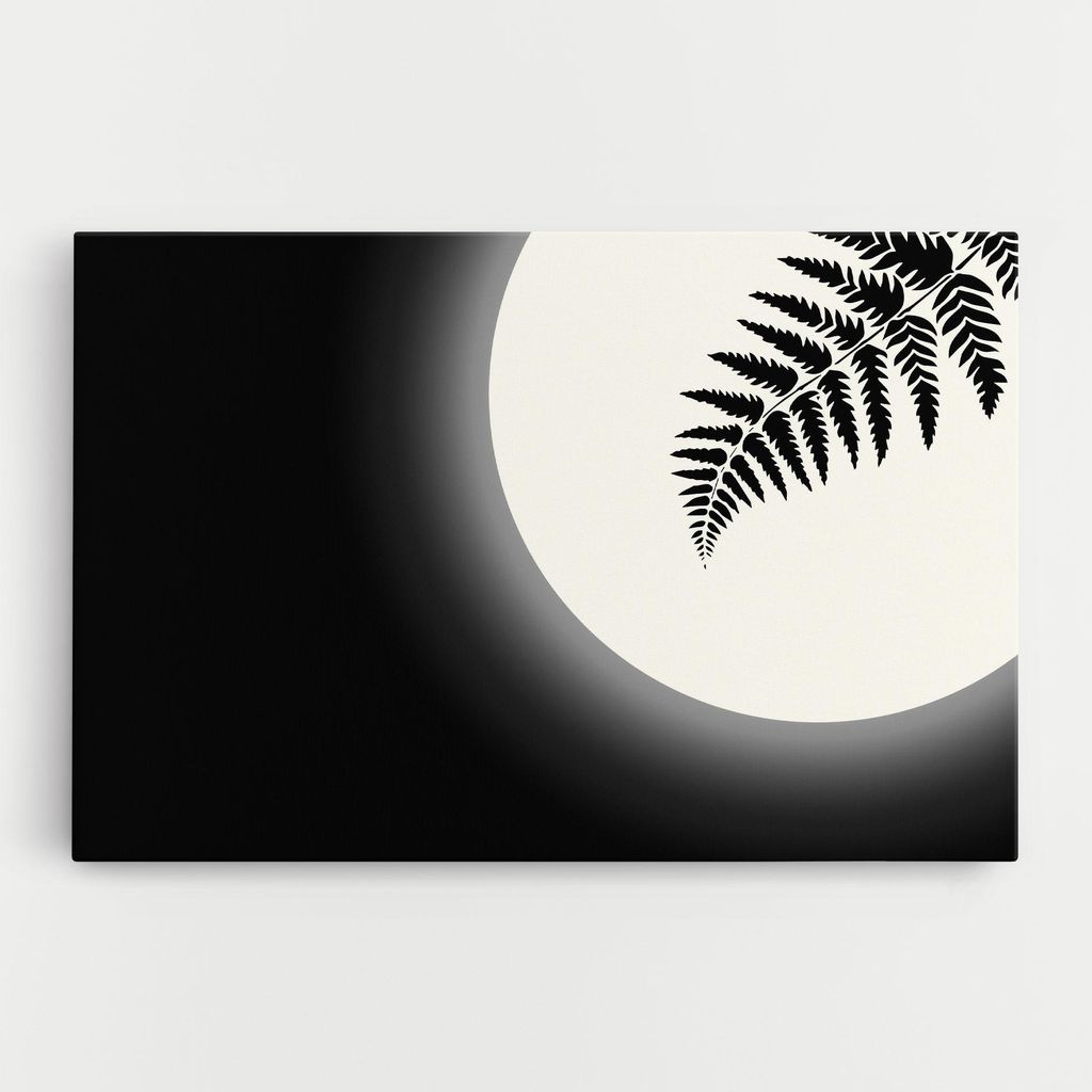 ARTHUB Leinwandbild 40x60 cm, Full Moon Leaf | Wohnzimmerdekoration, Hängende Bilder, Wanddekoration, Heimdekoration, Moderne, Schwarz-Weiß