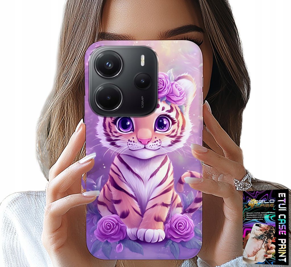 Hülle Für Xiaomi Note 14 4G - Süsser Tiger Auf Rosa Hintergrund + Glas