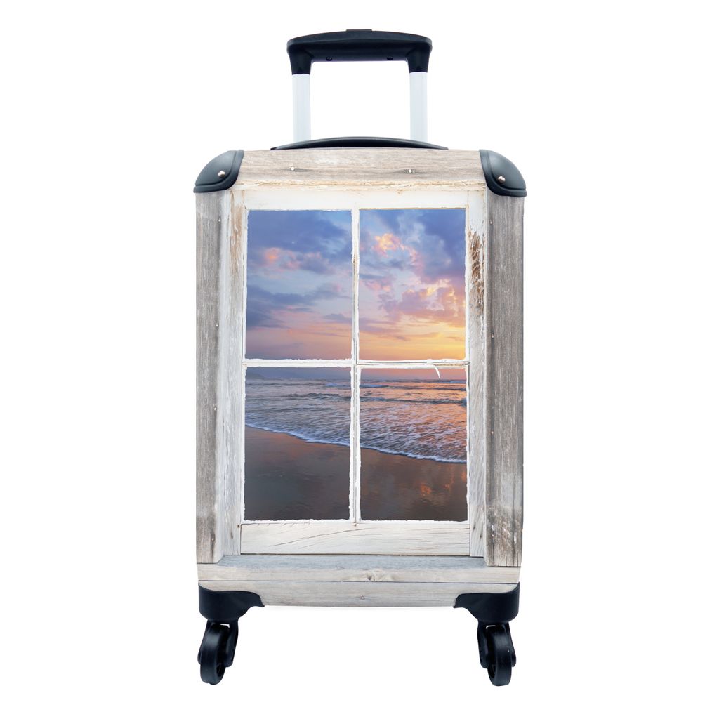 MuchoWow Koffer Handgepäck Trolley Rollkoffer Kleine Reisekoffer mit 4 Rollen - Aussicht - Strand - Meer - Cabin Size < 55x40x23 cm & 55x40x20 c...
