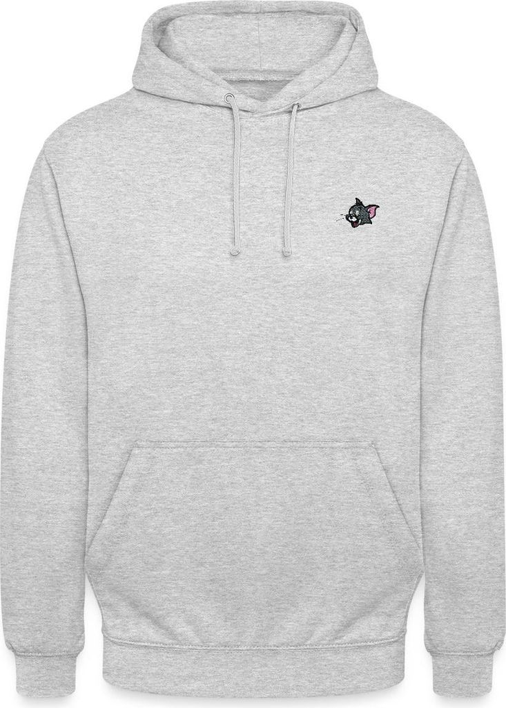 Spreadshirt Tom & Jerry Tom Als Stick-Design Uni Hoodie, XXL, Hellgrau meliert