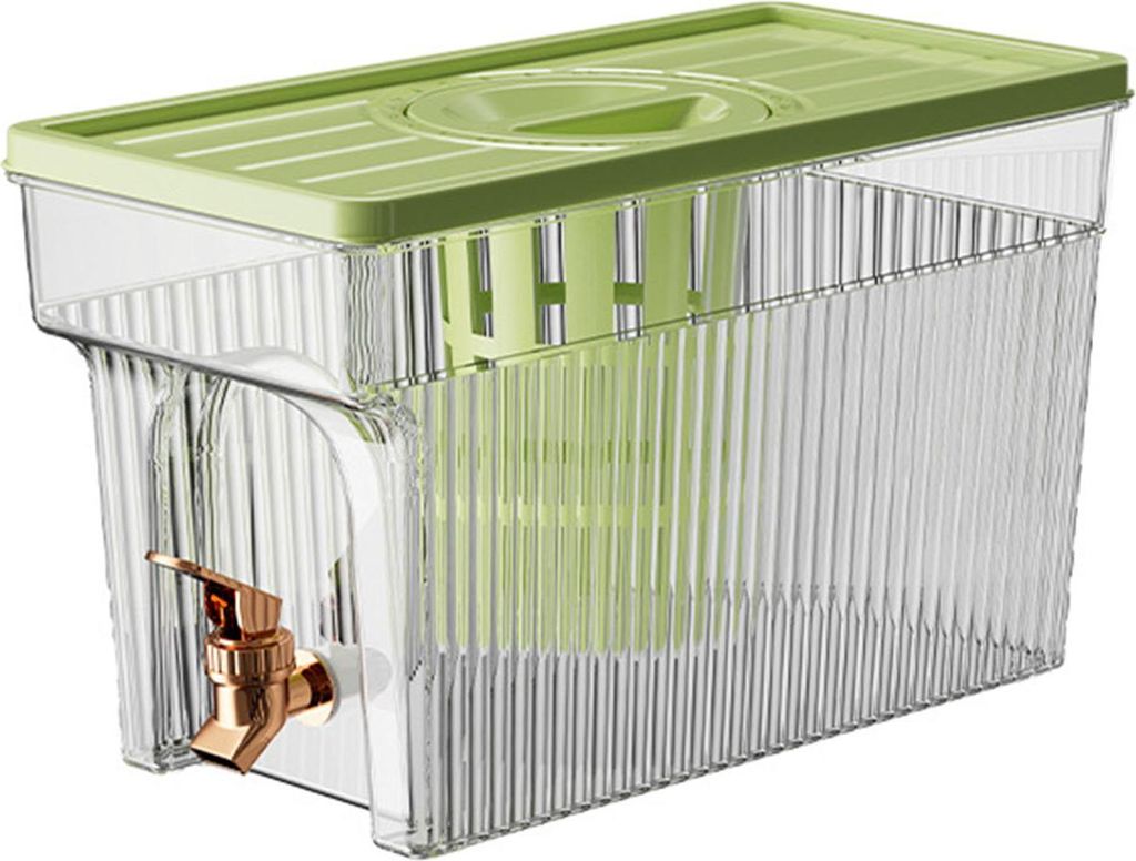 Kaltwasserkessel mit Zapfhahn, 3 l, PET-Kühlschrank-Wasserfilter, Getränkebehälter für Zuhause und Partys, Grün