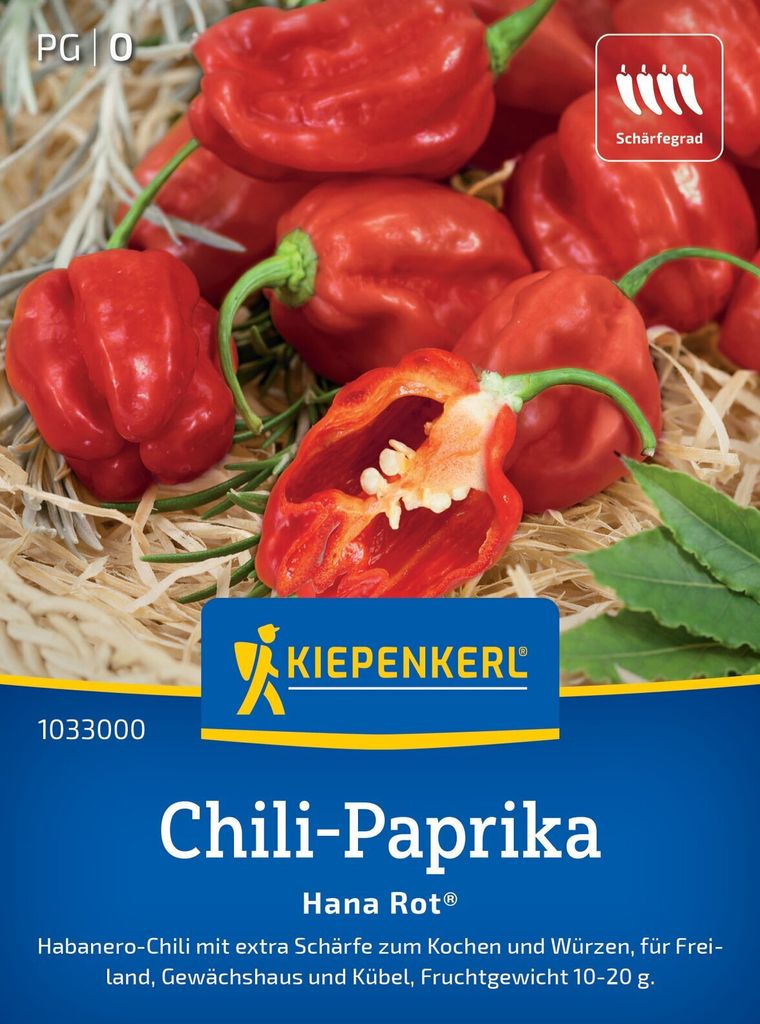 Kiepenkerl Chili Paprikasamen Hana Rot F1 Capsicum chinense 7 Pflanzen