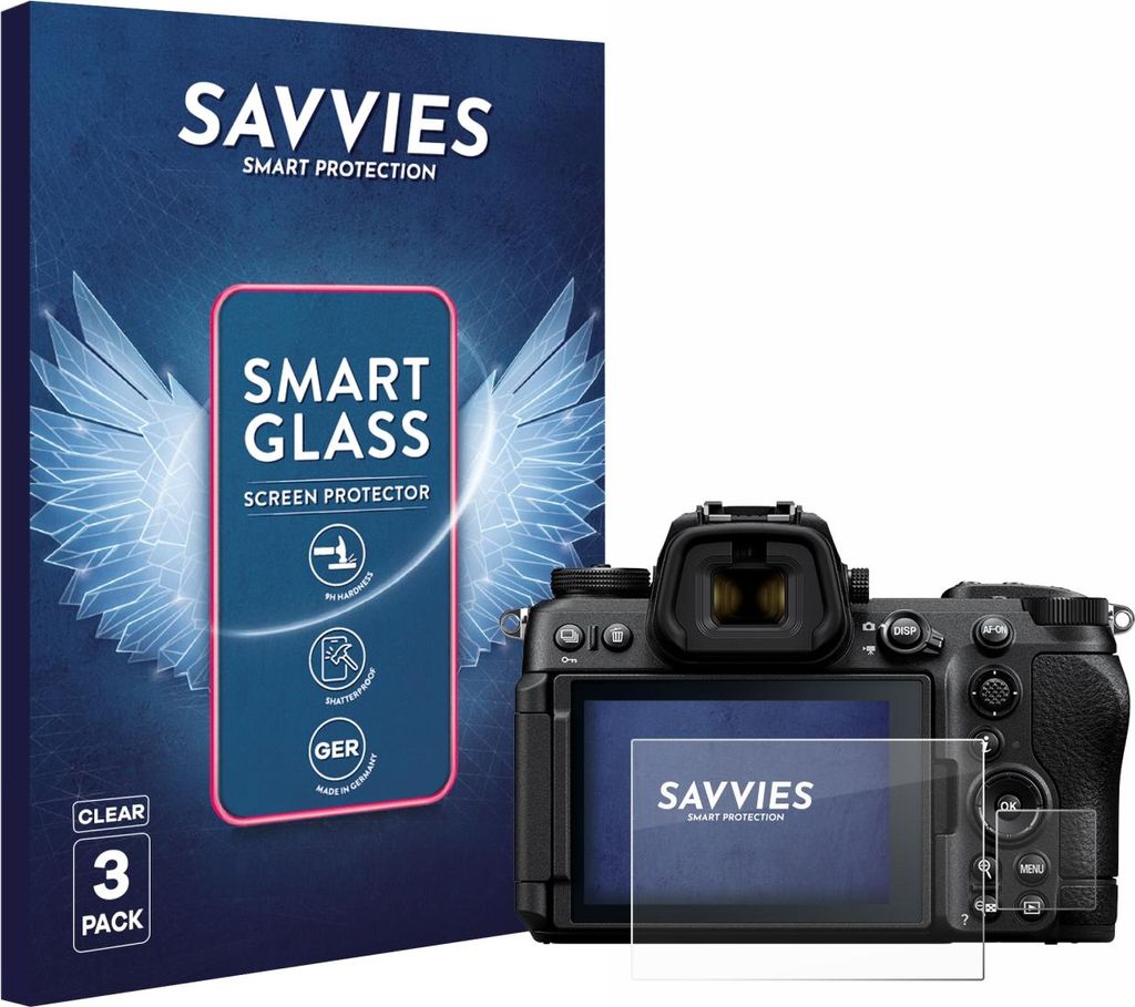 3x Savvies Schutzglas Folie für Nikon Z6 III 9H Panzer Schutzfolie Glas Displayschutz klar transparent