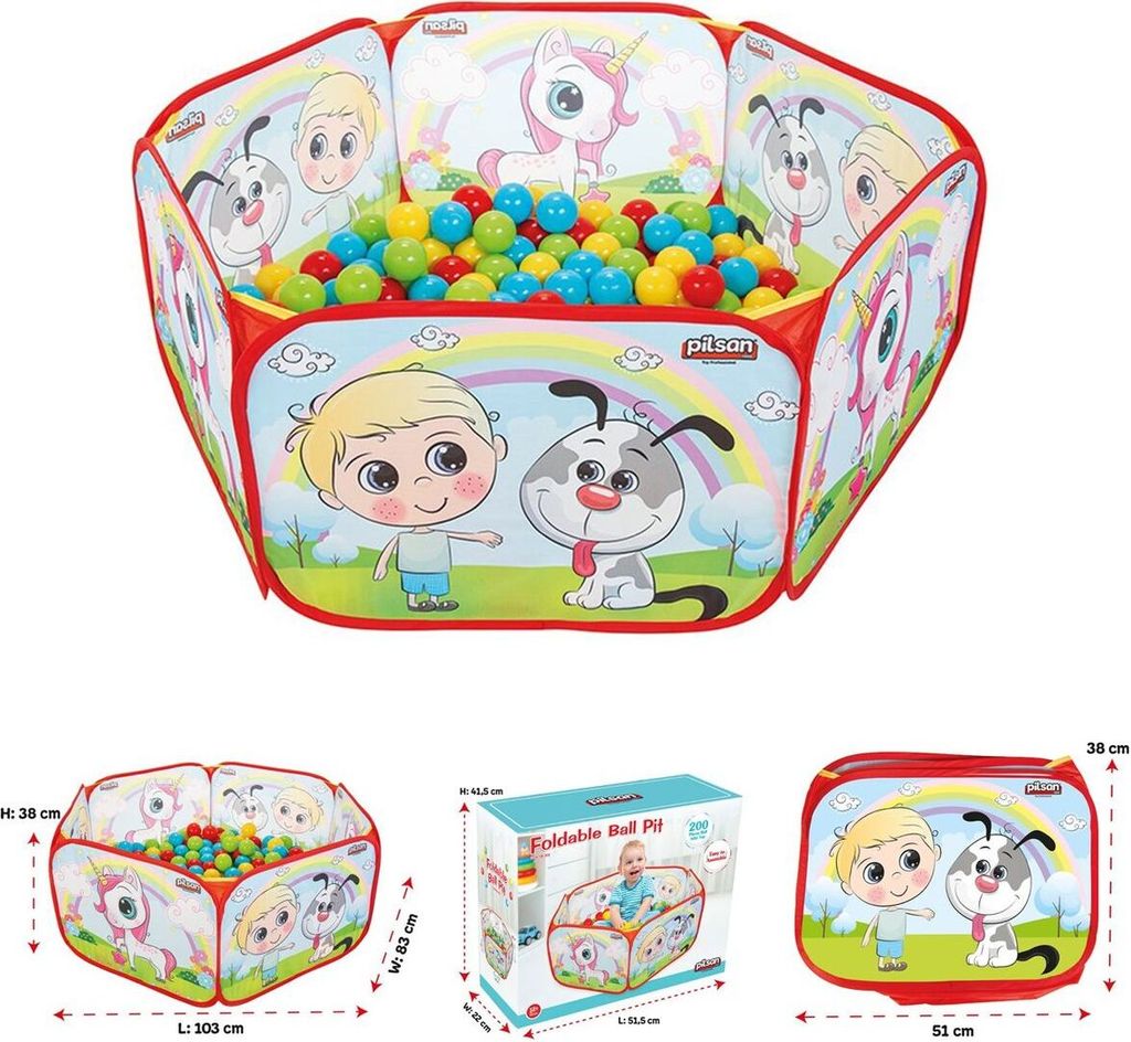Pilsan Bällebad, Ballpool 06413 mit 200 Bällen 6 cm Produktbild 