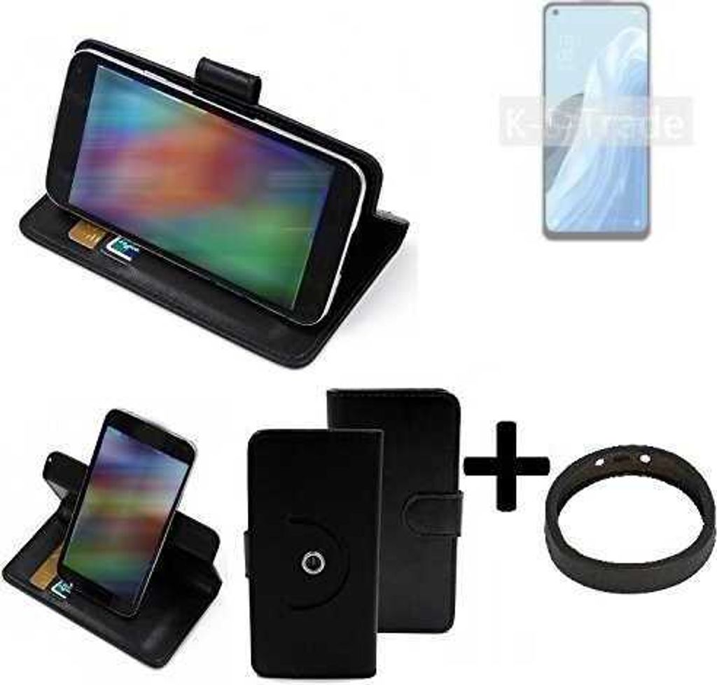 K-S-Trade Case Schutz Hülle kompatibel mit Oppo Reno7 A 5G + Bumper Handy Hülle Flipcase Smartphone Cover Handy Schutz Tasche Walletcase schwarz
