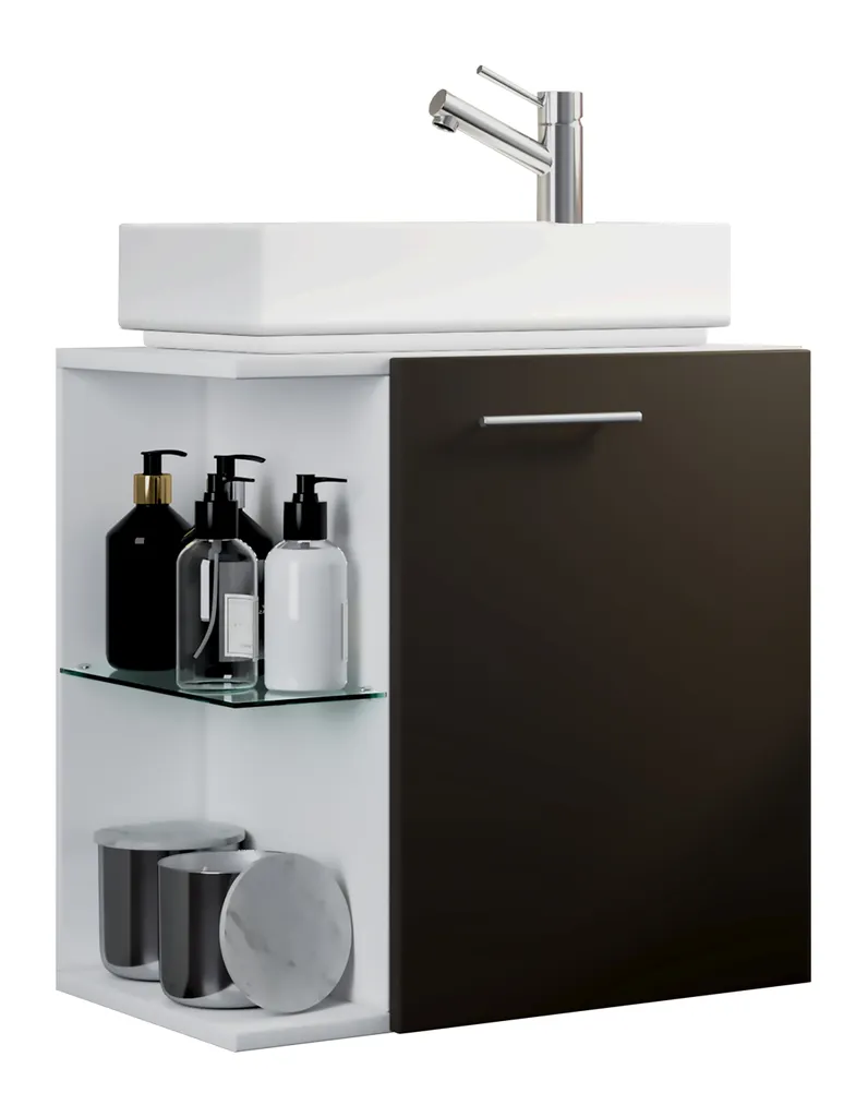 Lavabo per mobili da bagno Hausa Bianco / Antracite A. 63 x L. 52 x P. 34 cm
