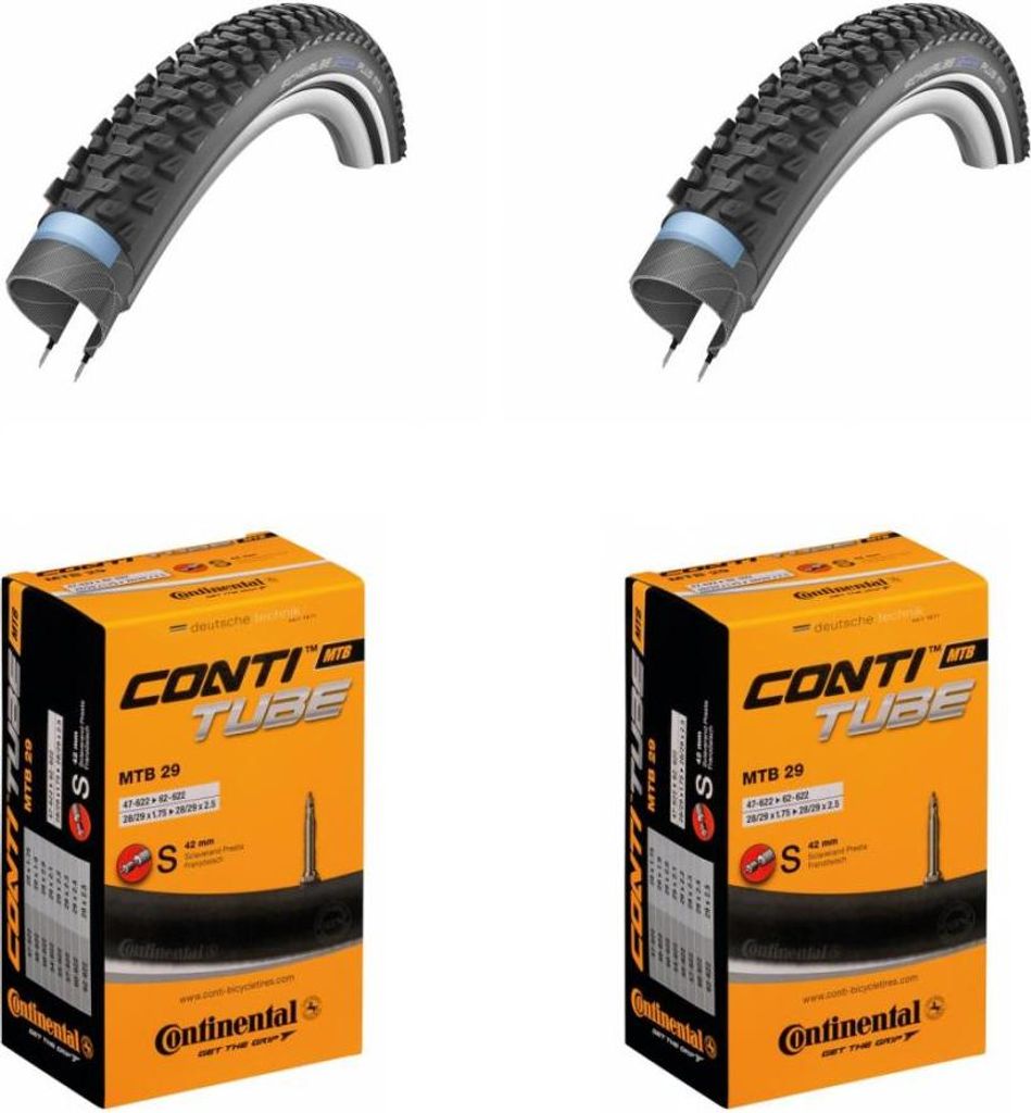 2x Schwalbe Drahtreifen MARATHON PLUS MTB 29x2.10 54-622 E-25 + 2x Schlauch C...