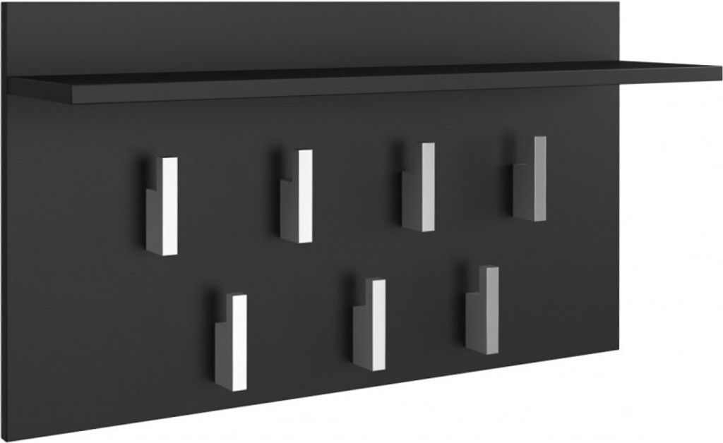 CDF Garderobenpaneel 2F | Farbe: Schwarz | Platz für Kleidung, Mäntel, Jacken | Ideal für Eingangshalle, Flur, Arbeitszimmer, Büro | 7 stabile ...