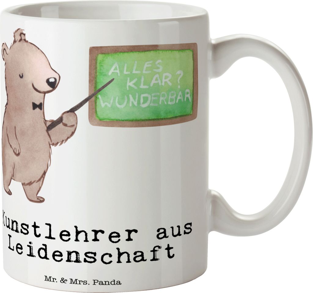 Mr. & Mrs. Panda Kaffeetasse Kunstlehrer Leidenschaft - Weiß - Geschenk, Lustig, Bedruckte Tasse, Kunstschule, Kunstunterricht, Teetasse, Becher, ...