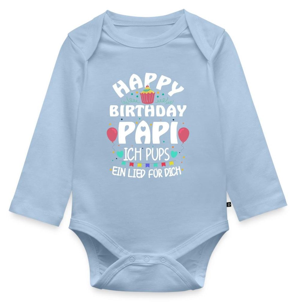 Spreadshirt Geburtstag Papa Ich Pups Ein Lied Für Dich Tages Baby Body Langarm, 68 (3-6 M.), Hellblau