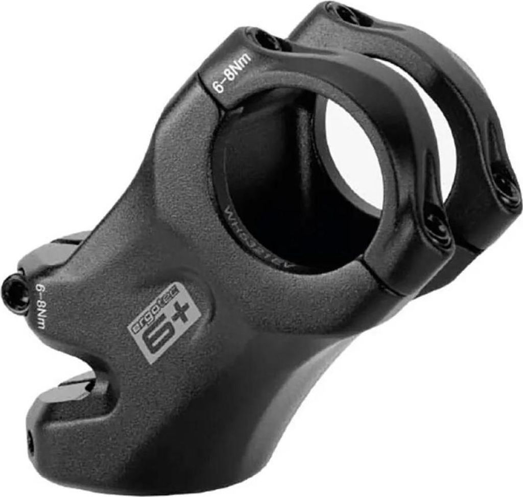 A black bicycle stem is shown against a black background.