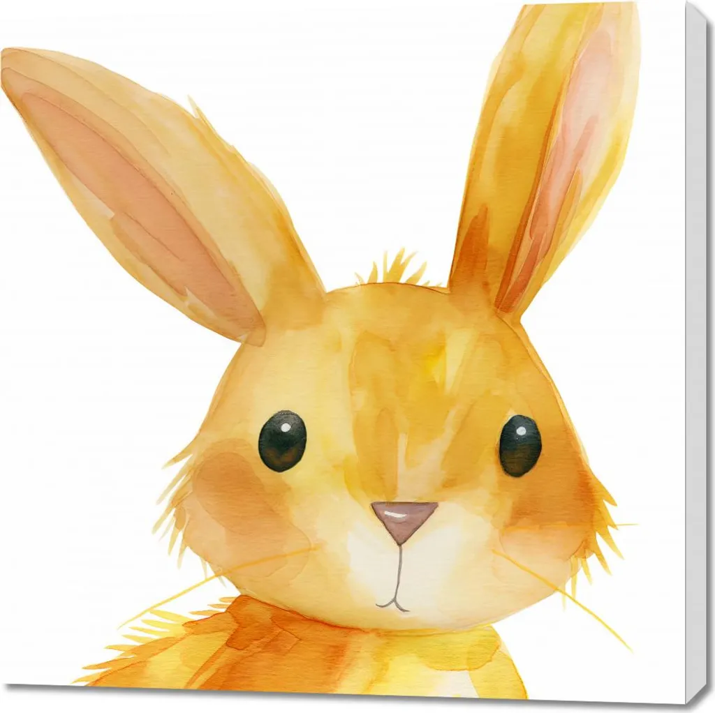 Image 90 x 90 cm Lapin mignon - Tableau Carré Décoration Enfant Animaux