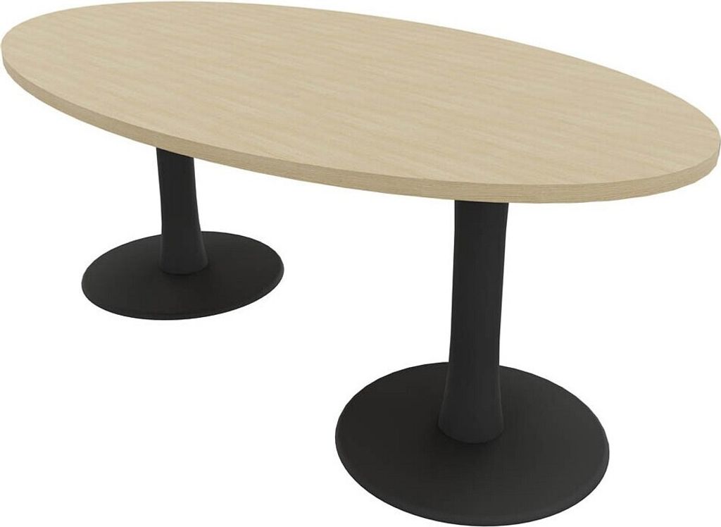 Quadrifoglio Konferenztisch Idea+ eiche oval, Säulenfuß grau, 200,0 x 110,0 x 74,0 cm