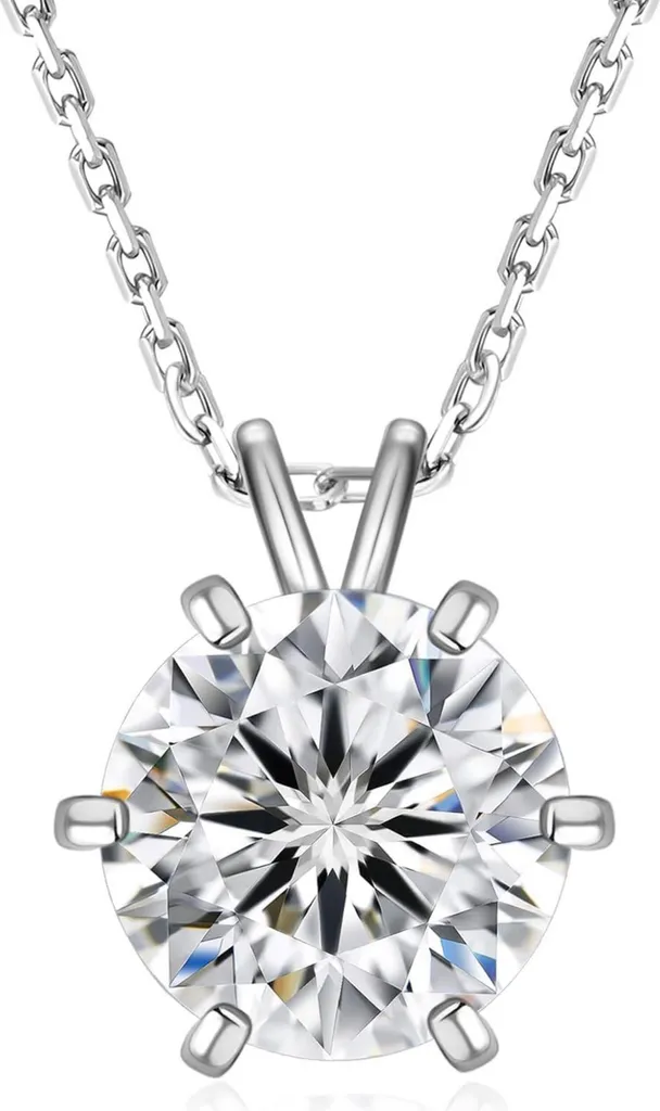Collier diamant moissanite pour mariage et soirée en argent véritable