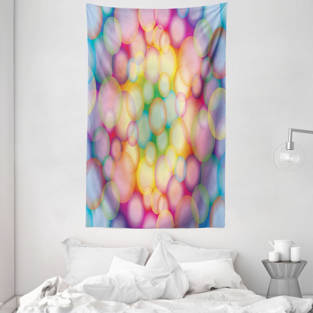 ABAKUHAUS Modern Wandteppich und Tagesdecke, Hazy Ball Rund Hoop aus Weiches Mikrofaser Stoff Waschbar ohne Verblassen Digitaldruck, 140 x 230 cm, ...