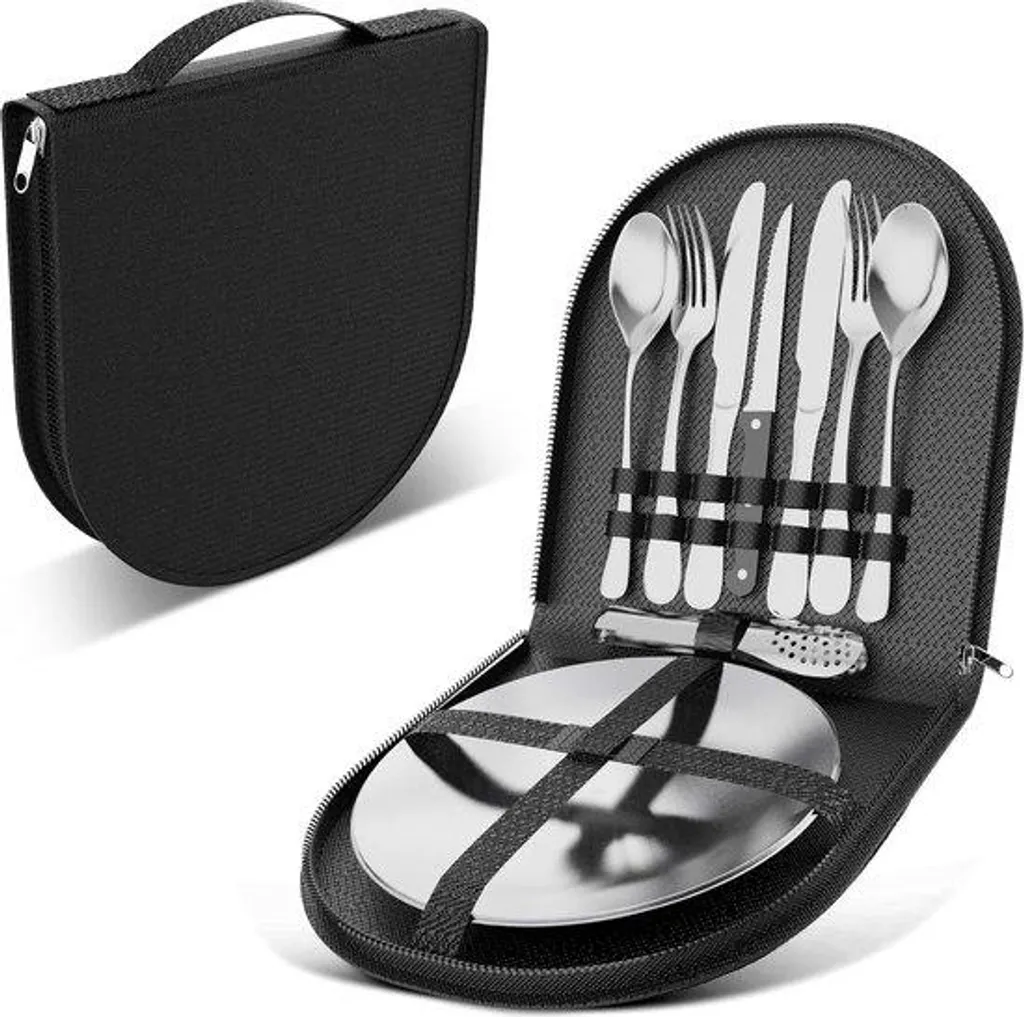 Set de cuisine portable 10 pièces en inox avec rangement compact 2 pers