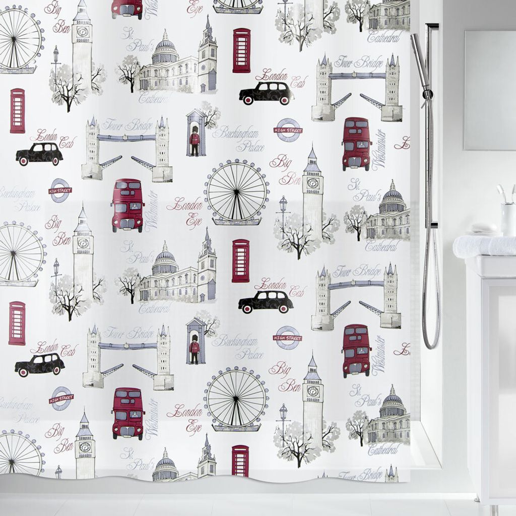 Spirella Duschvorhang Städte, vers. Designs Farbe: Westminster sand-red
