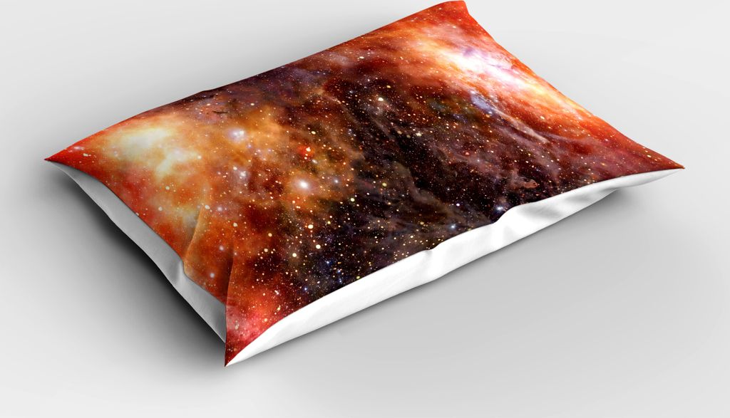 ABAKUHAUS Weltraum Kopfkissenbezug, Kosmos Wolke Satellit Planeten Sterne Galaxie Kosmische in Warme Tönen Muster, 40x80 cm, Burnt Orange Schwarz