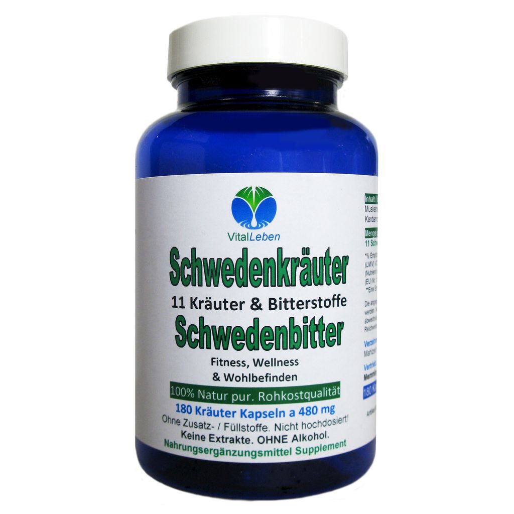 Schwedenkräuter 11 Bitter Kräuter & Bitterstoffe 180 Pulver Kapseln NATUR Pur ohne Zusatzstoffe.