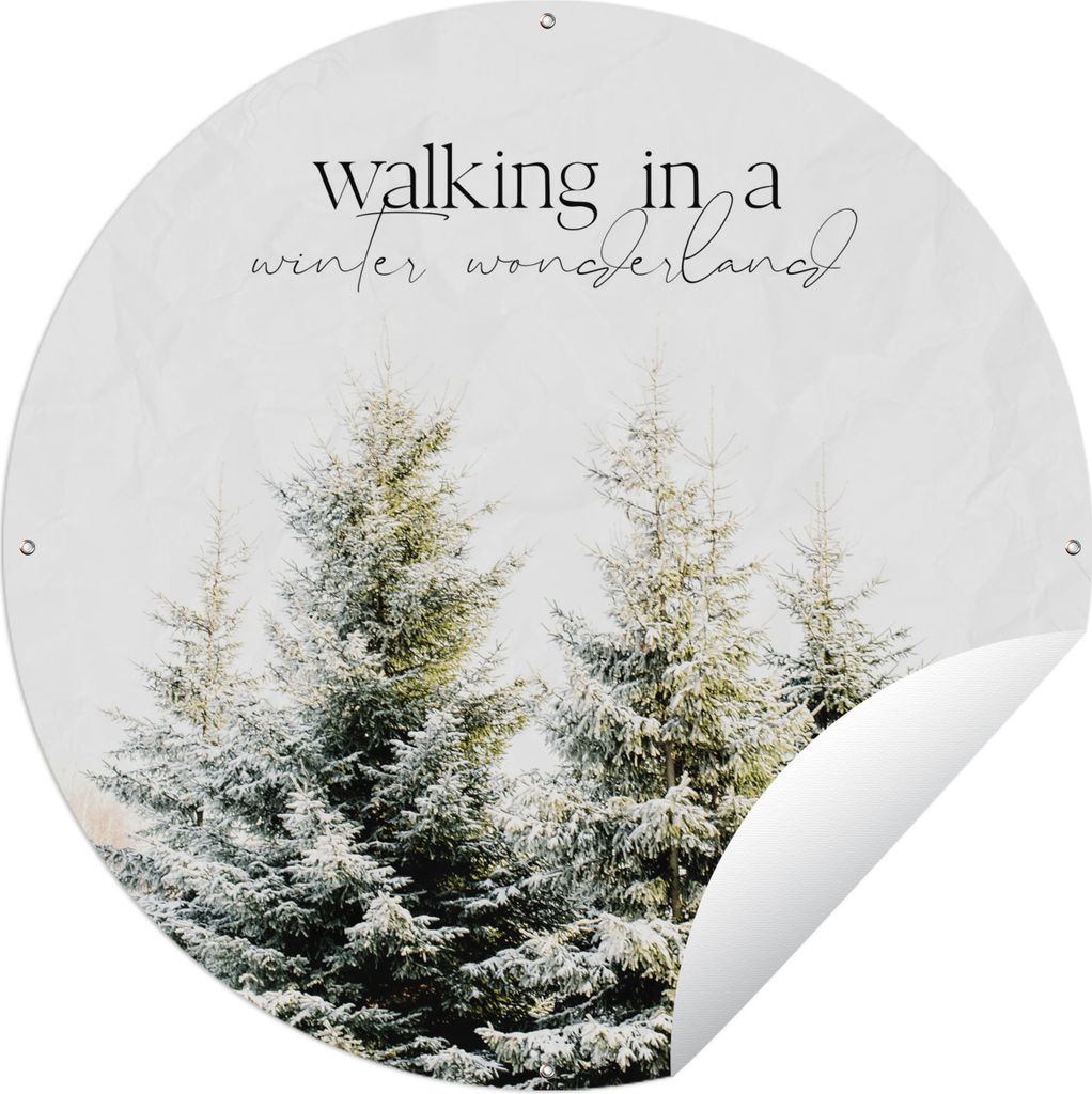 MuchoWow Gartenposter Outdoor-Poster Rund Weihnachten - Winter - Weihnachtsbaum Ø 120 cm Gartendeko Rundes Poster draußen