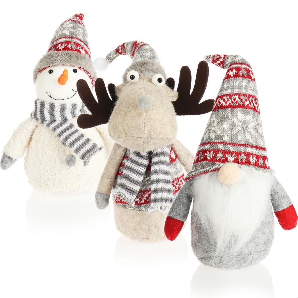 COM-FOUR 3x Premium Weihnachts-Wichtel für die Weihnachtsdeko, winterliche Figur als Dekoartikel, niedlicher Kantenhocker als Raumschmuck oder G...