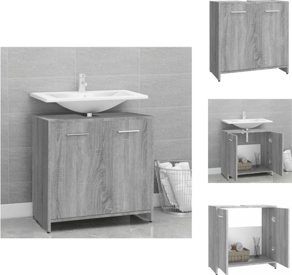 vidaXL Badezimmerschrank Grau Sonoma 60x33x60 cm Holzwerkstoff - Badezimmermöbel-Sets