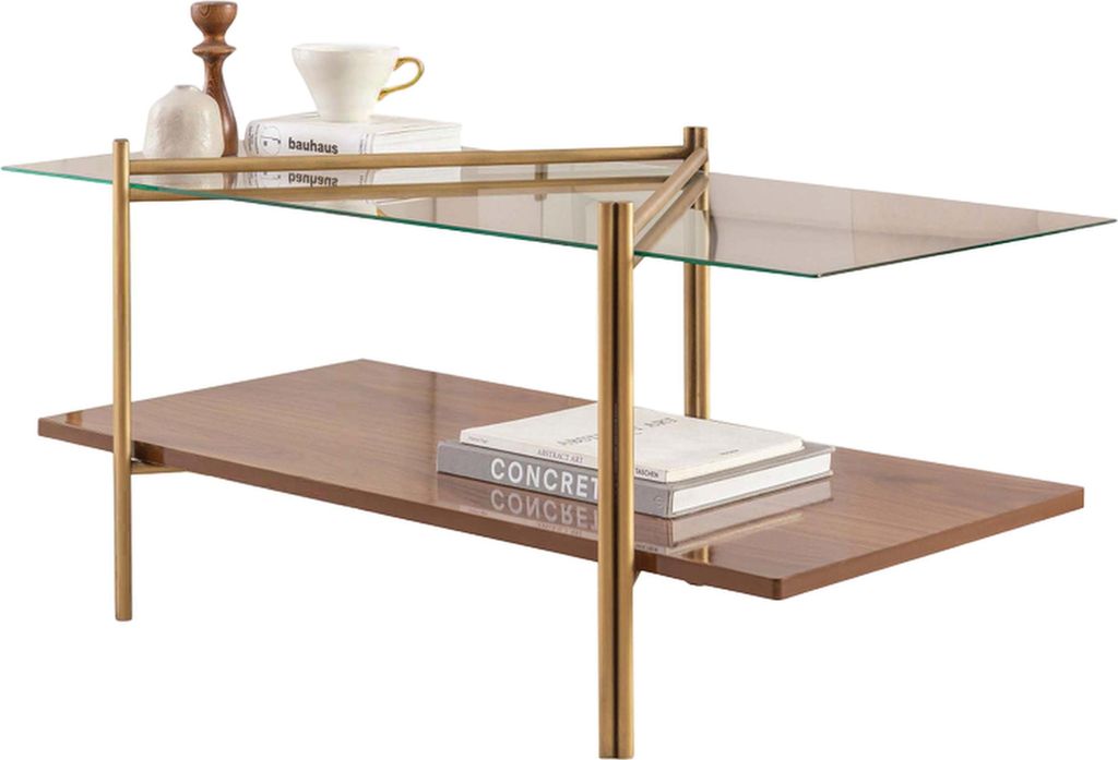 Moderner Couchtisch aus Holz und Glas – stilvoller Glastisch