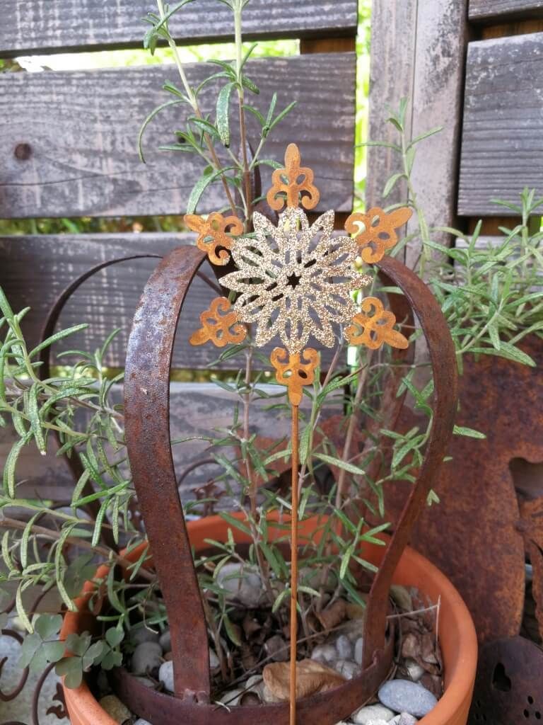 Topfstecker Schneeflocke Yukina, Goldglitzer