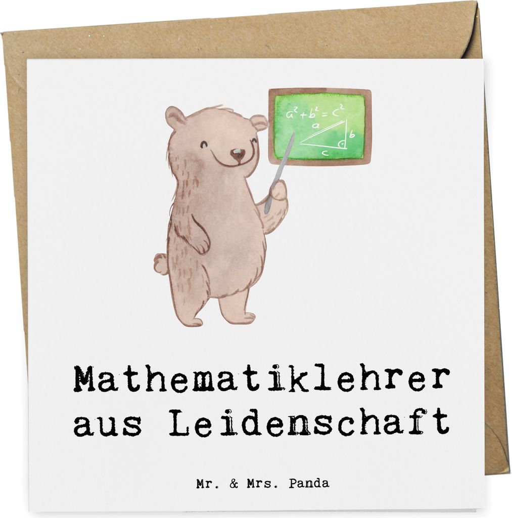 Mr. & Mrs. Panda Glückwunschkarte Mathematiklehrer Leidenschaft - Weiß - Geschenk, Spruch, Grußkarte, Referendariat, anlasskarte, doppelkarte, f...