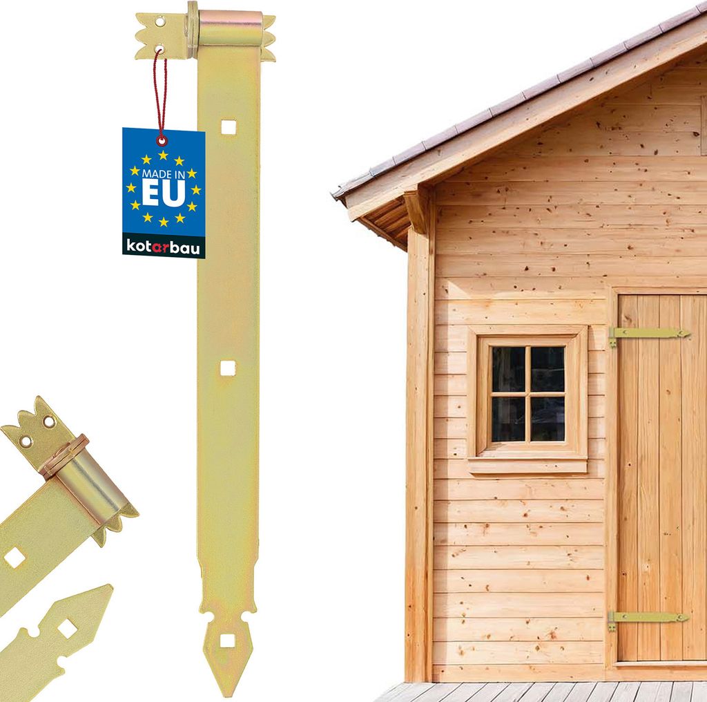 KOTARBAU Ladenband 500 mm mit Kloben Torband Türband Torscharnier Scharnier Band Baubeschlag Torbeschlag Türbeschlag Rostfrei Torzubehör Verzi...