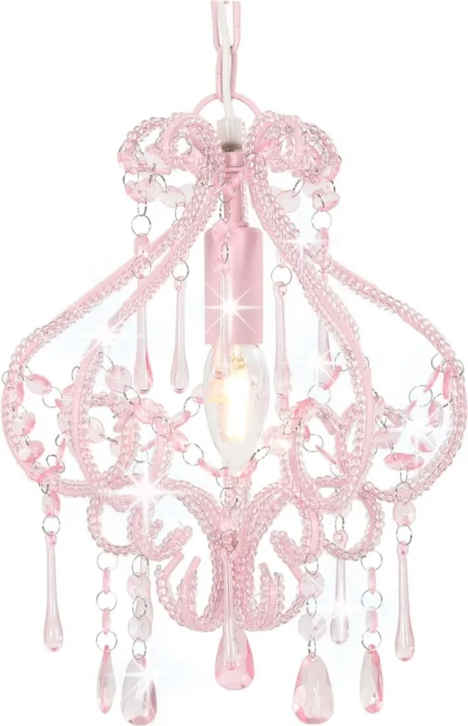 Plafonnier Perles Roses E14 - Éclairage Doux pour Chambre de Fille et Salon