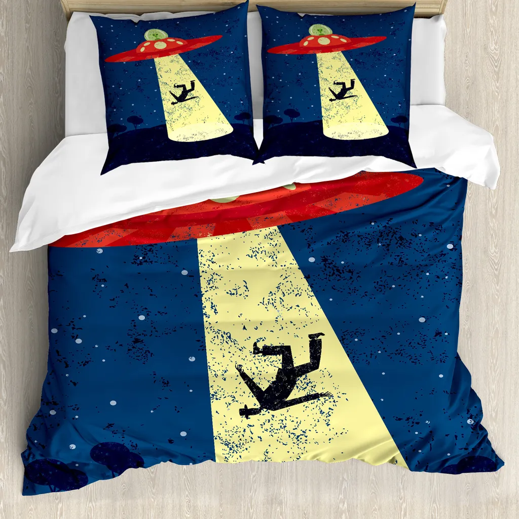 Housse de Couette Anti-Acariens pour Allergiques Jaune et Bleu Double