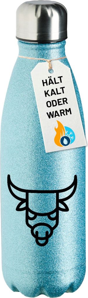 Huuraa Trinkflasche Stier Sternzeichen Symbol 500ml Blue Edelstahl Wasserflasche Trinkflasche Geschenkidee