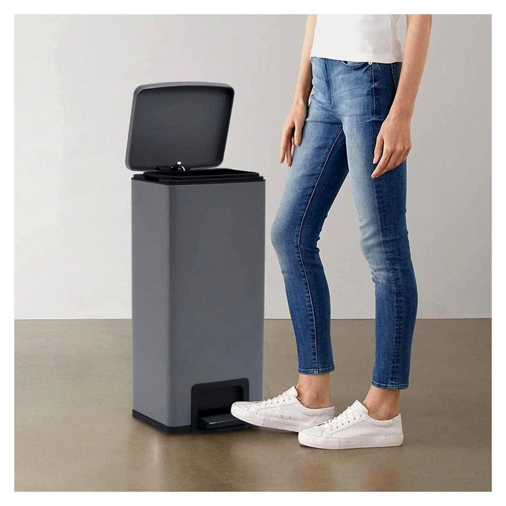 Treteimer, Recyclingeimer, 30 l, Grau, Edelstahl
