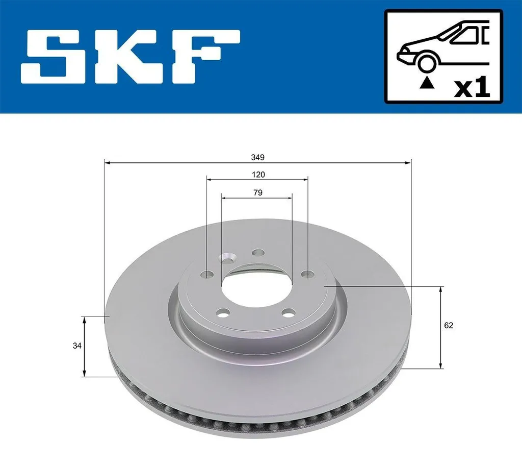 Disque de frein ventilé SKF 349 mm haute endurance pour Land Rover