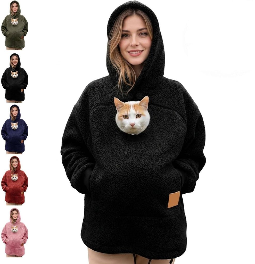 Uni Haustier Hoodie aus Fleece mit Reißverschlusstasche Produktbild 