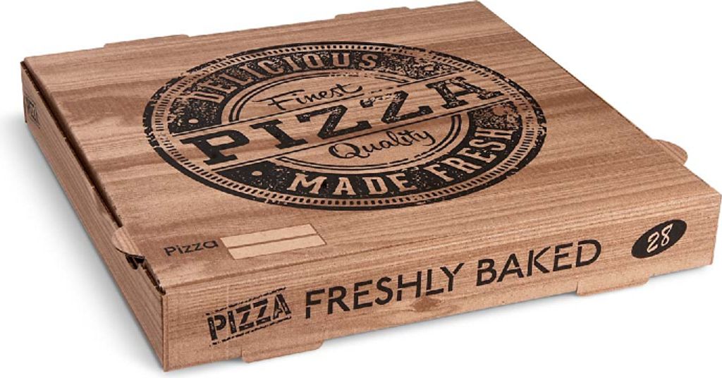 100 Pizzakarton aus Mikrowellpappe kraft 28 x 28 x 4 cm
