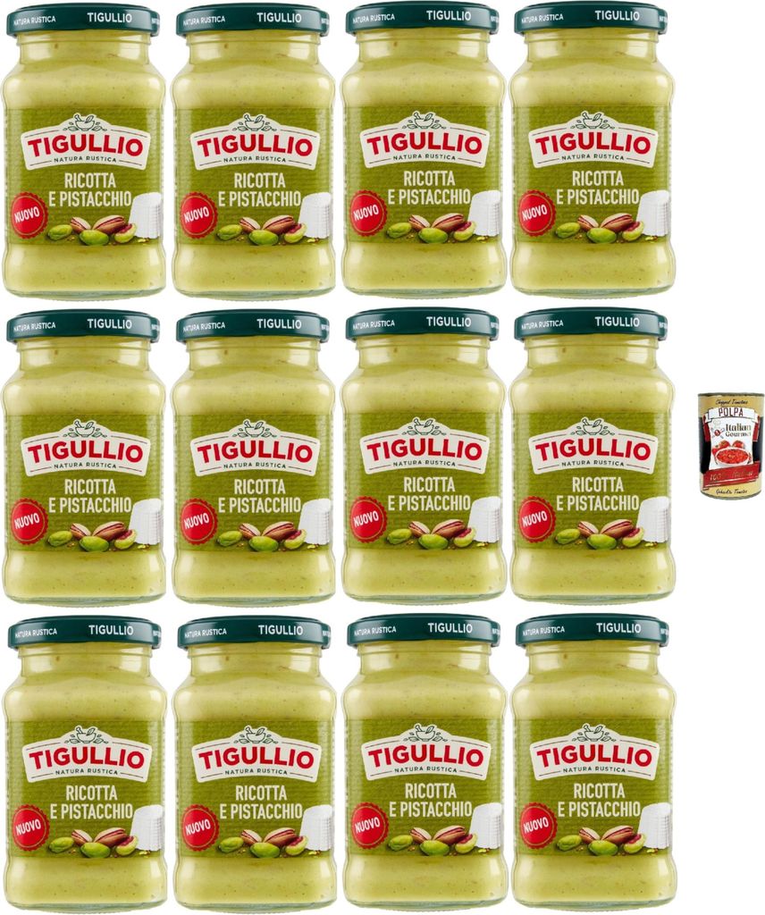 Star Tigullio GranPesto Pesto Ricotta e pistacchio, pesto mit Ricotta und Pistazien 12x 185 g Sauce Soße + Italian gourmet polpa 400g