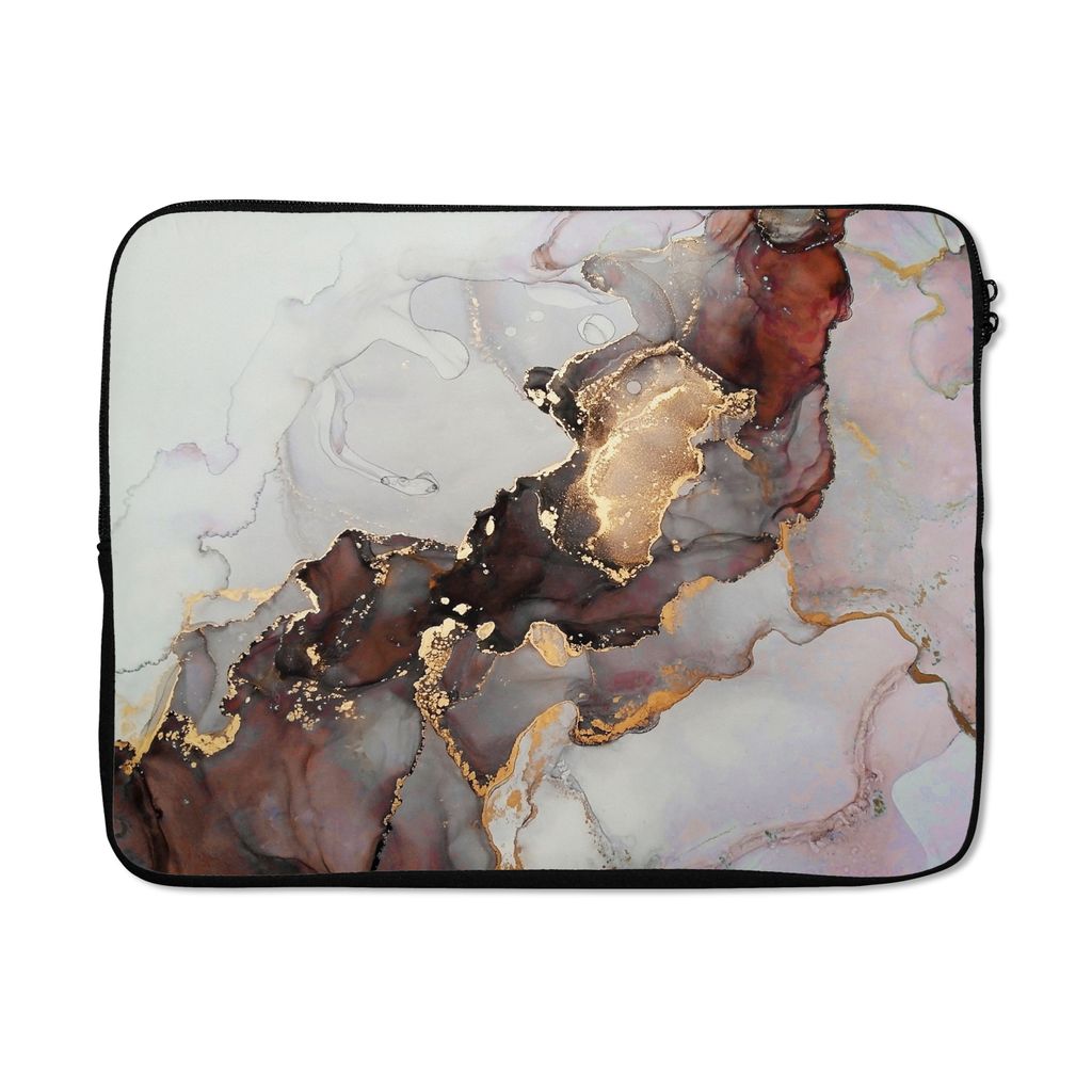 MuchoWow Laptop Hülle 15 Zoll Rot - Marmor - Gold Laptoptasche - Laptoptasche - Sleeve - Rundum-Schutz