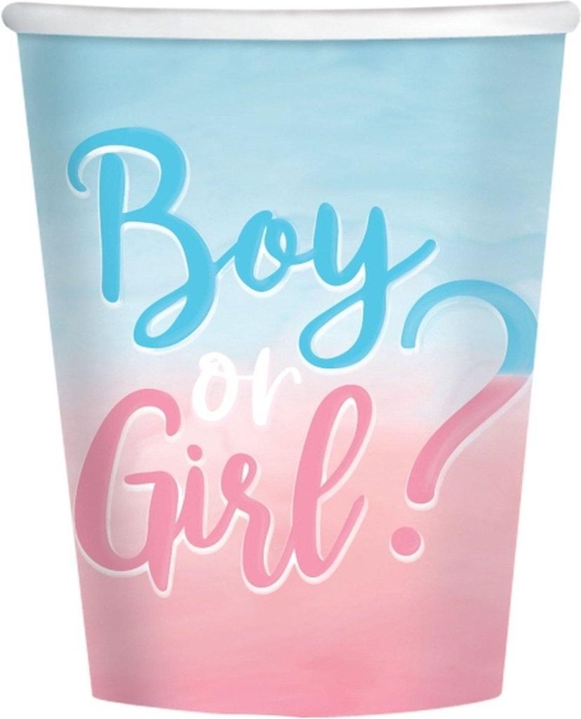 Amscan - Gender Reveal - Bekers 250ml - 8 stuks Productafbeelding 