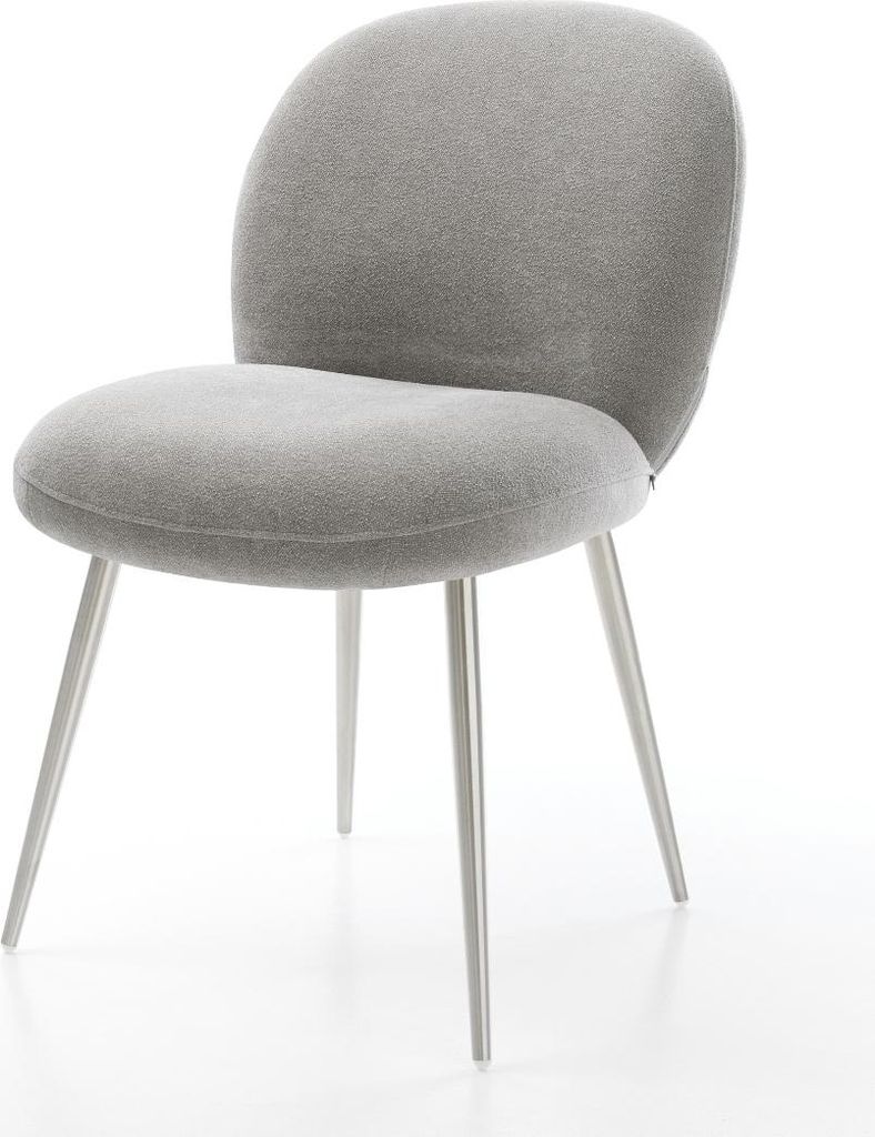 DELIFE Esszimmerstuhl Nube-Flex Strukturstoff Soft Grau 4-Fuß konisch Edelstahl Taschenfederkern