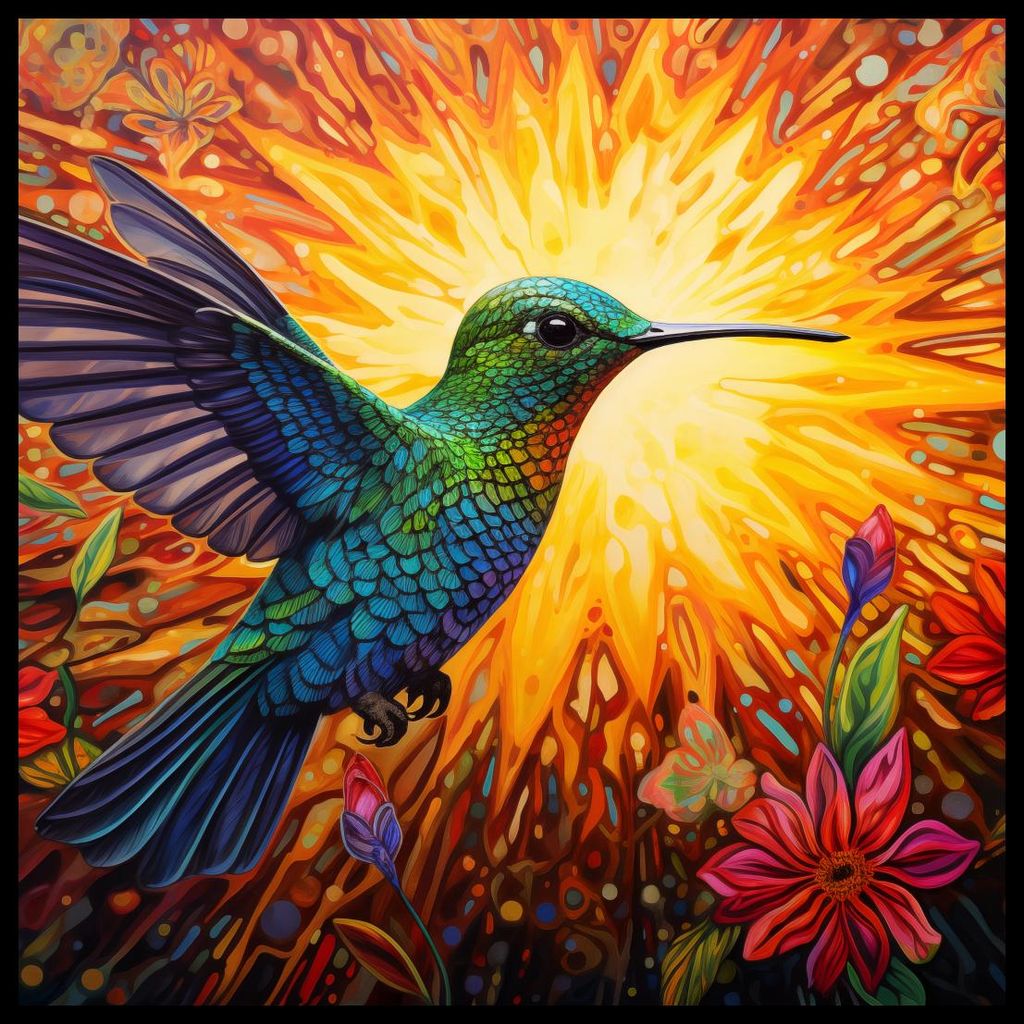 Plakat 80x80cm Kolibri Farben