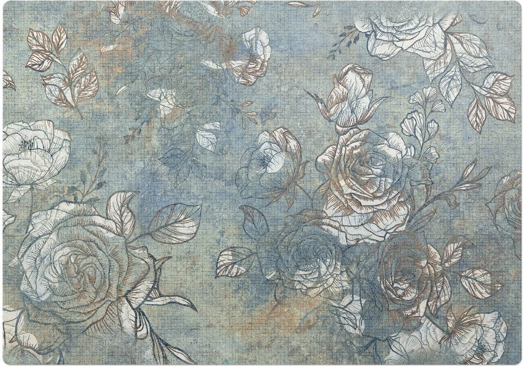 Vintage-Blumenmuster – Bodenschutzmatte – Stuhlunterlage 100x70 cm – Rutschfest – Hartbodenmatte