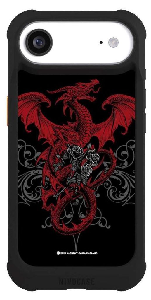 NIVOCASE Hülle für Apple iPhone Air Stoßfeste Handyhülle NIVOmax Case Schwarz Drache Gothic Rot