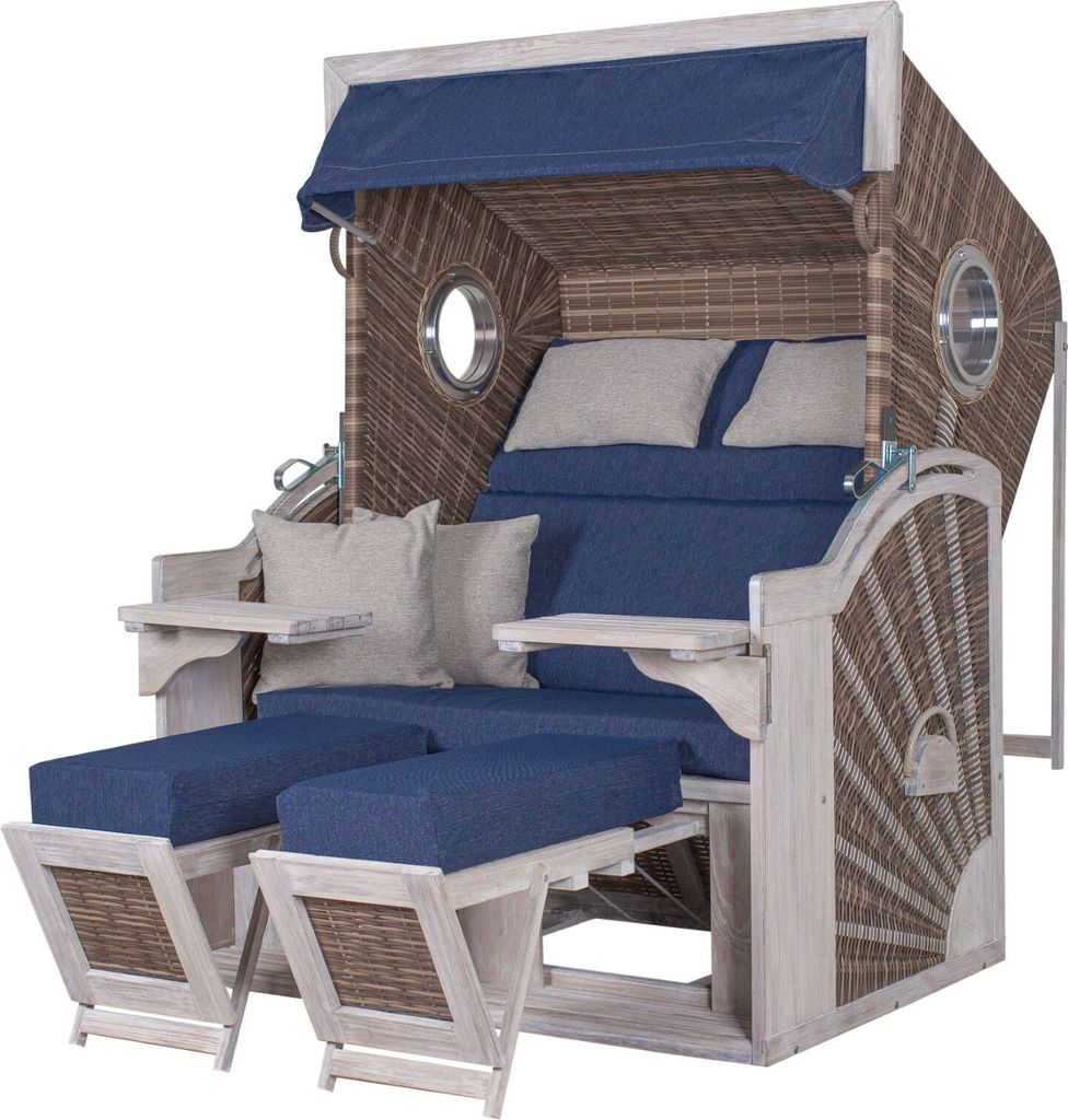 Strandkorb deVries PURE Seaside XL - PE white kubu - Dessin 504