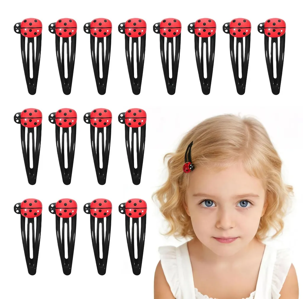 20 Barrettes Coccinelle Antidérapantes en Métal Enduit pour Fillettes