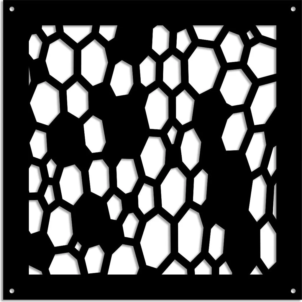 Pannello ALVEARE Nero 98x98: L'Arte del PVC Traforato per la Tua Casa